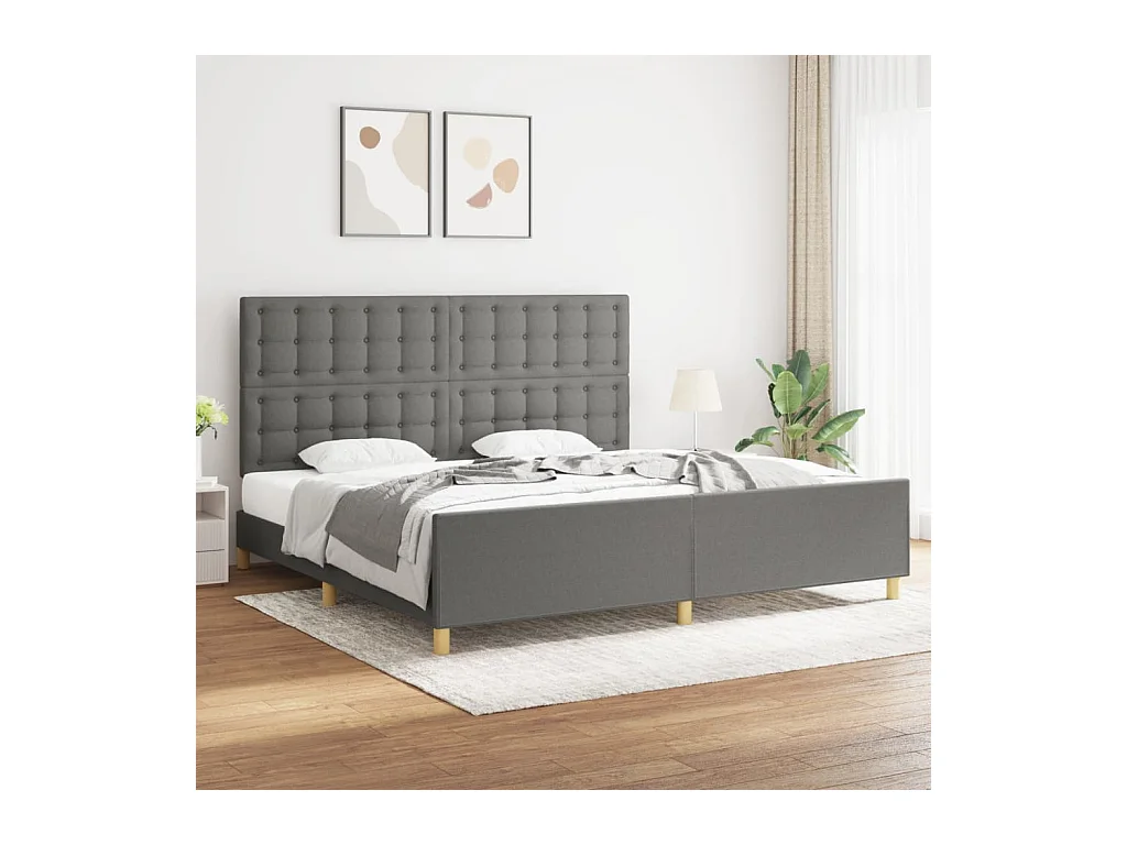 Struttura letto senza materasso tessuto grigio scuro 200x200 cm