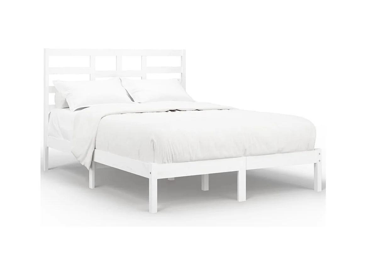 Struttura letto senza materasso in legno massello bianco 140x190 cm
