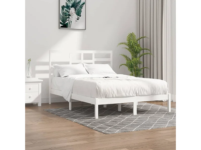 Struttura letto senza materasso in legno massello bianco 140x190 cm
