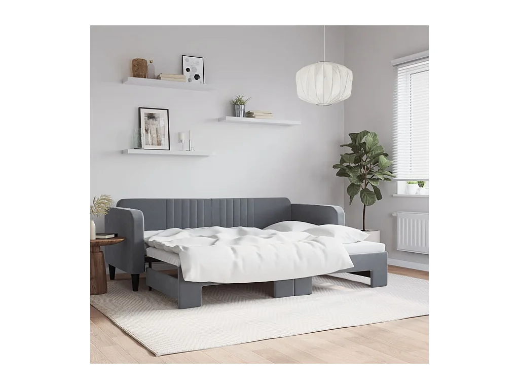 Lit de jour avec gigogne sans matelas gris foncé 80x200 cm
