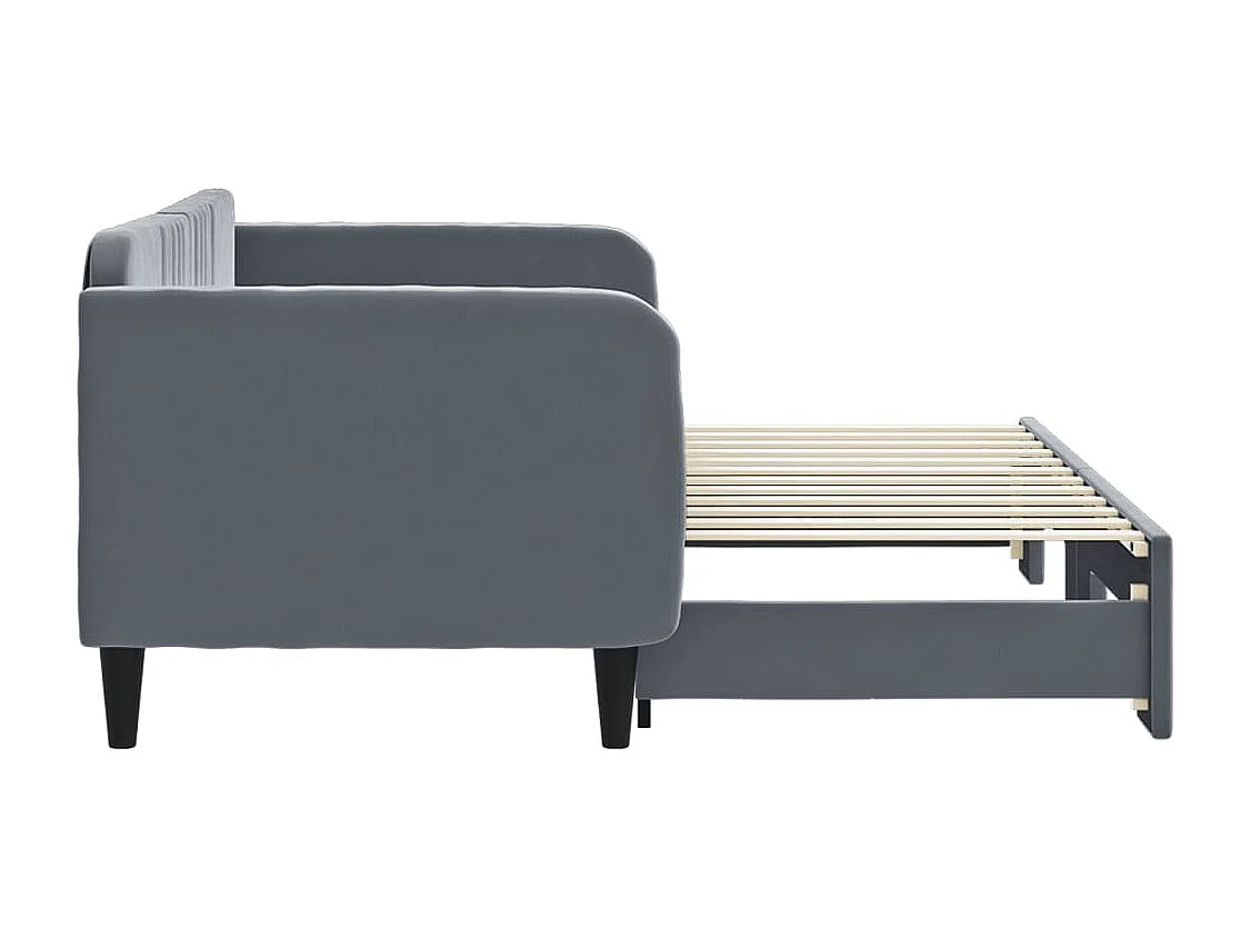 Lit de jour avec gigogne sans matelas gris foncé 80x200 cm