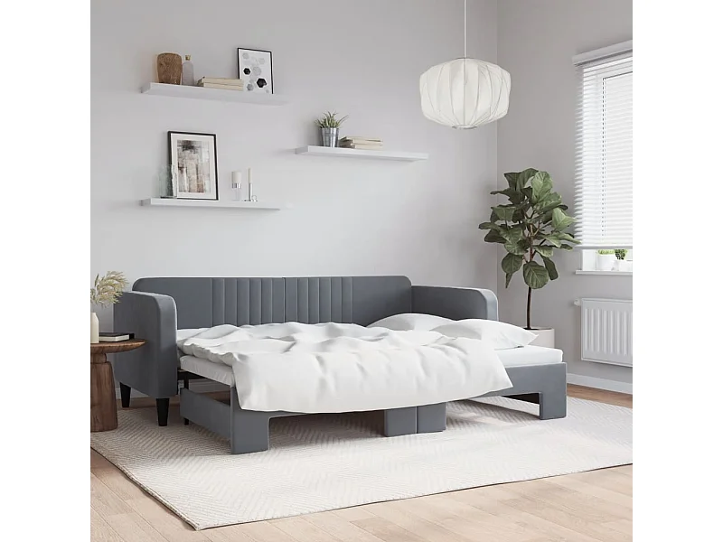 Lit de jour avec gigogne sans matelas gris foncé 80x200 cm