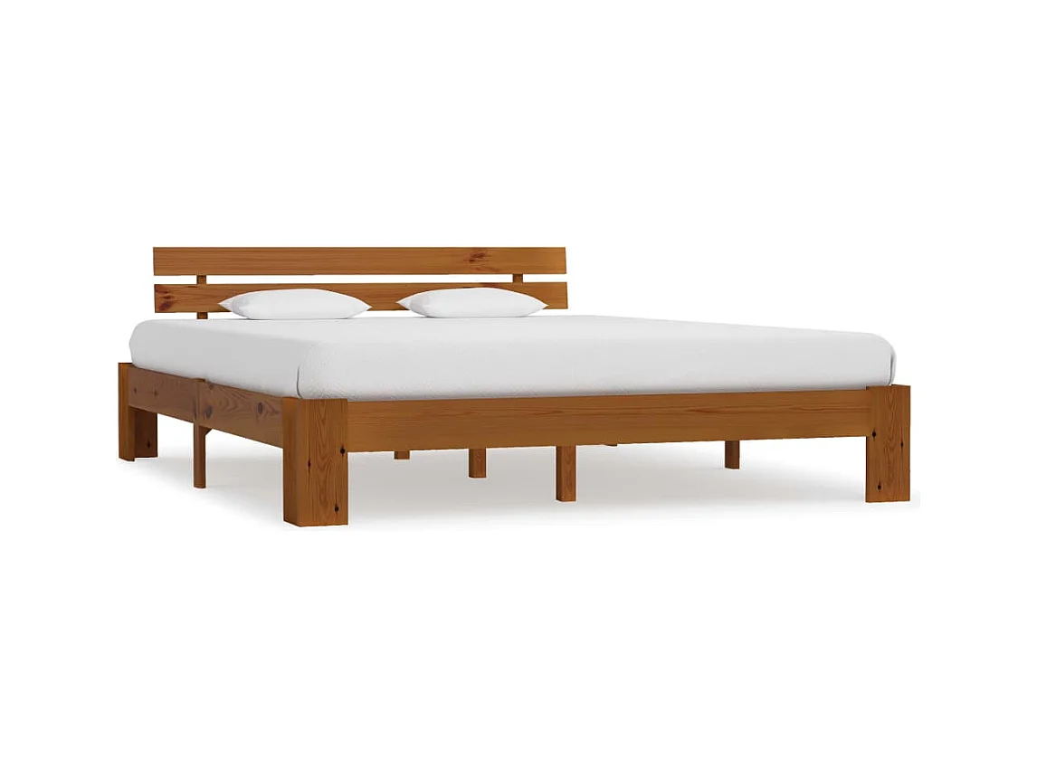 Honigbraunes Bettgestell ohne Matratze 180x200cm Massivholz Kiefer