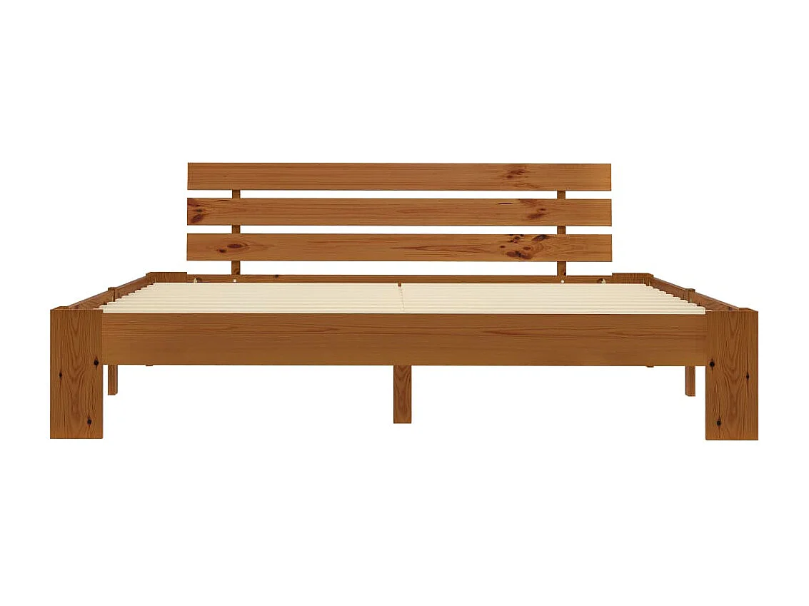 Cadre de lit sans matelas marron miel 180x200cm bois massif pin