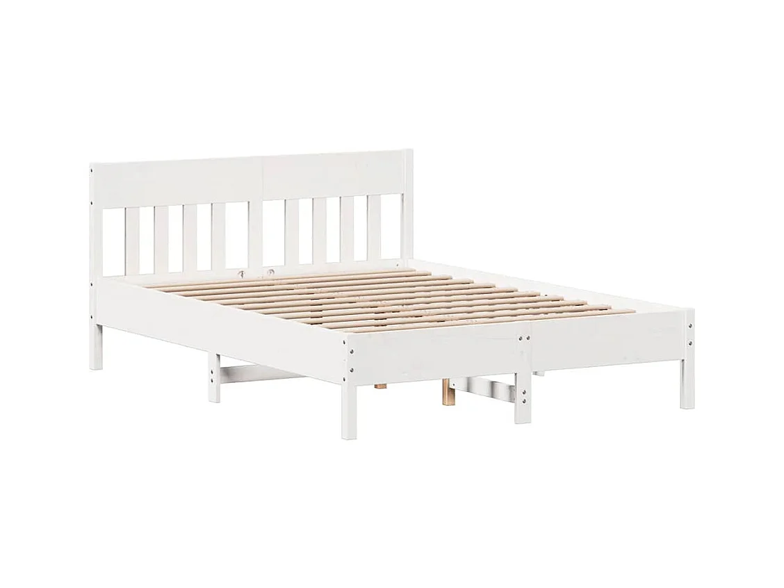 Struttura letto senza materasso bianco 135x190 cm in legno massello di pino