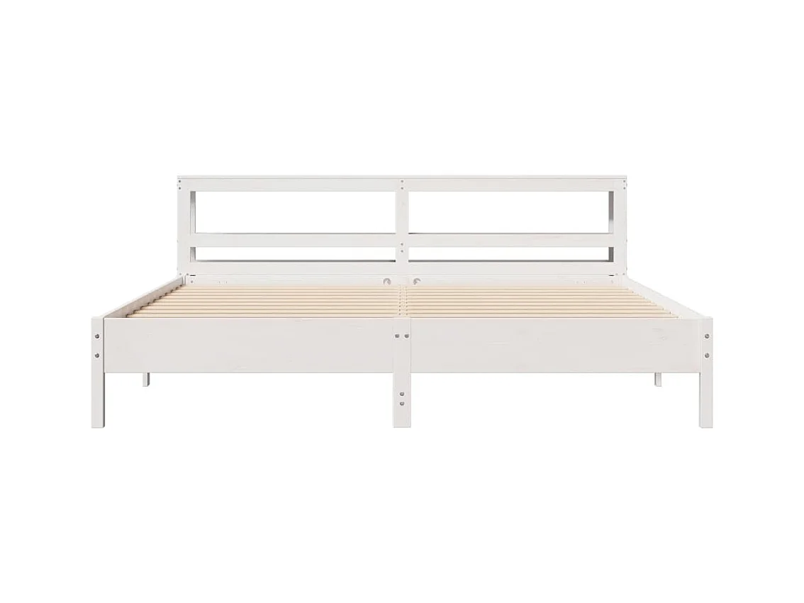 Struttura letto senza materasso bianco 200x200 cm in legno massello di pino