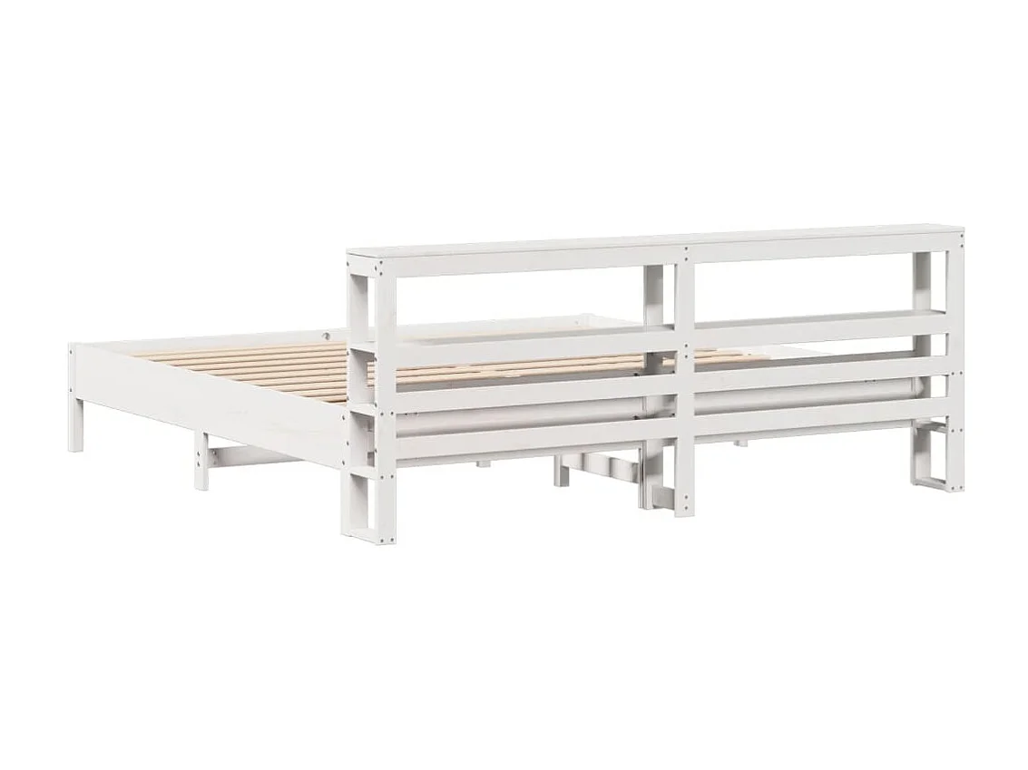 Struttura letto senza materasso bianco 200x200 cm in legno massello di pino