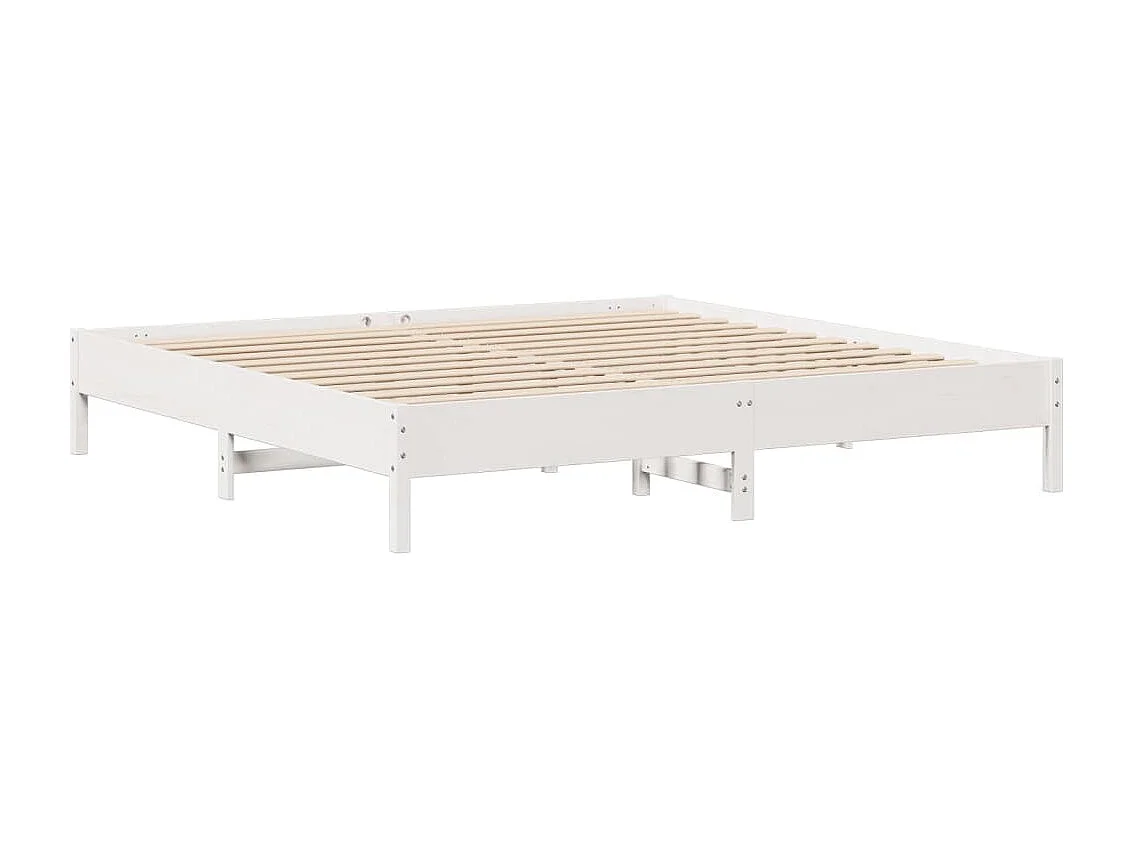 Struttura letto senza materasso bianco 200x200 cm in legno massello di pino