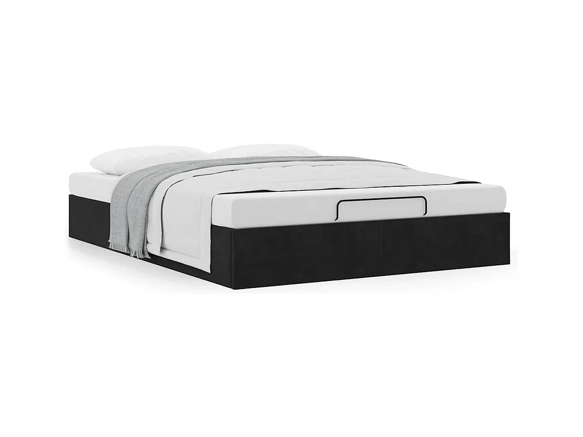 Cadre de lit ottoman sans matelas noir 140x200 cm velours