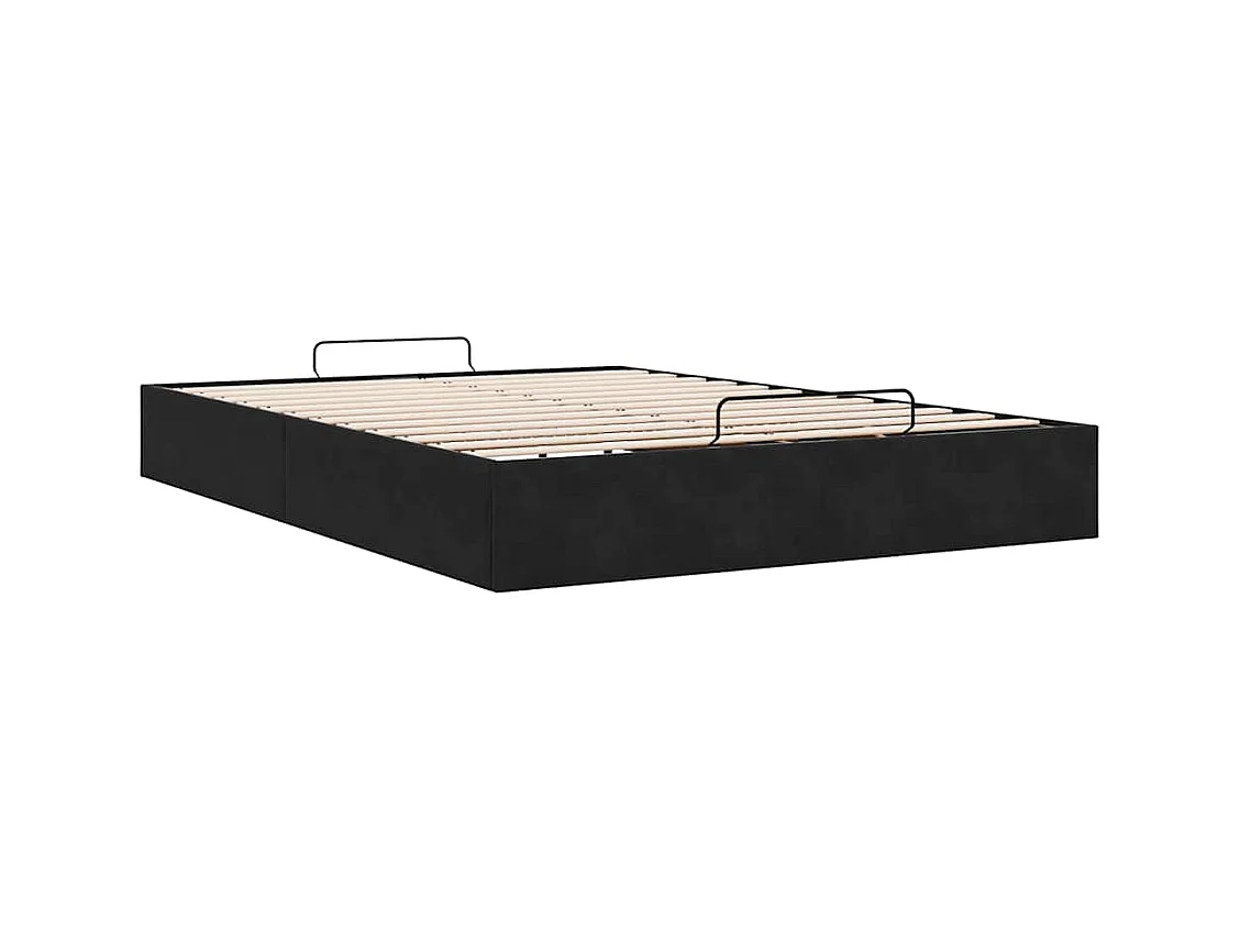 Cadre de lit ottoman sans matelas noir 140x200 cm velours