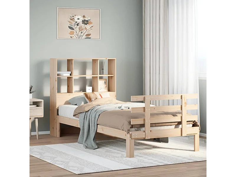 Letto a libreria senza materasso 90x190 cm in legno massello di pino