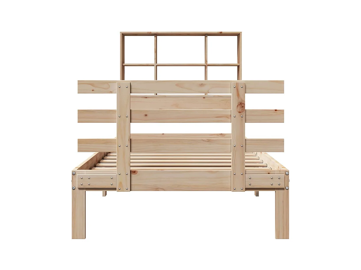 Letto a libreria senza materasso 90x190 cm in legno massello di pino