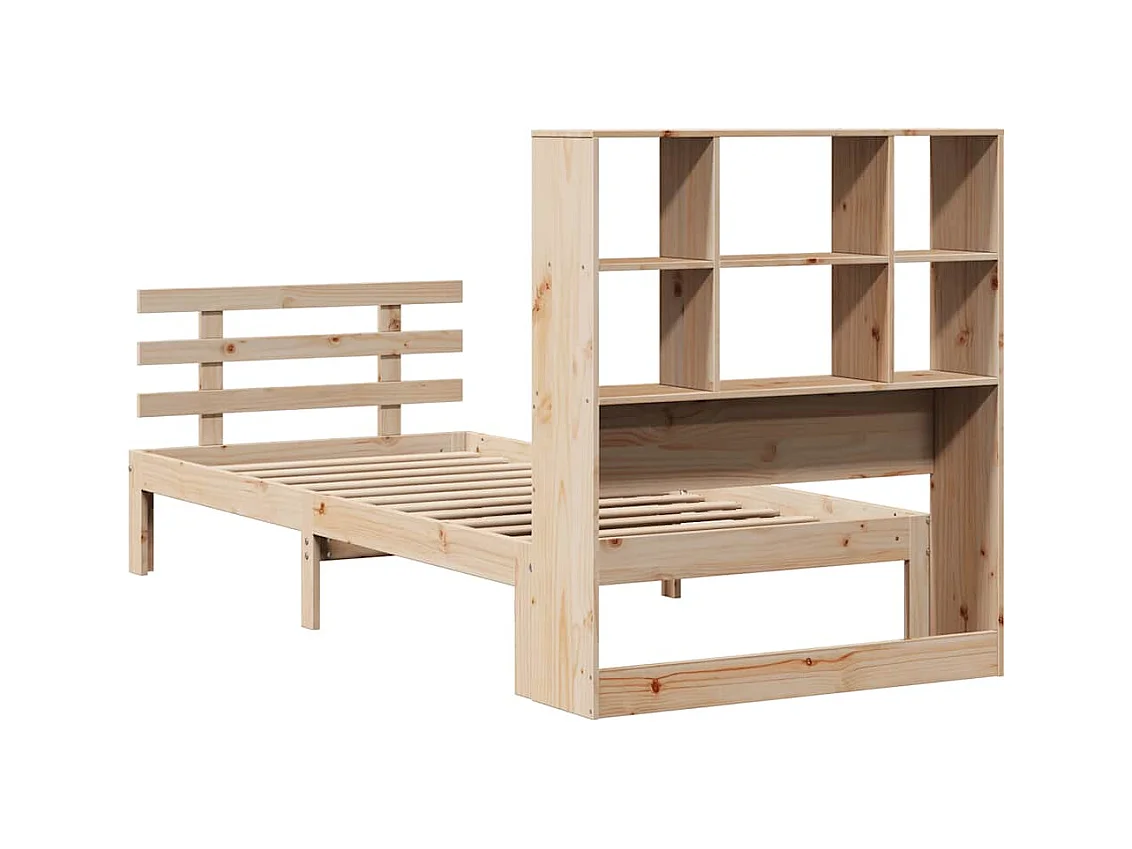 Letto a libreria senza materasso 90x190 cm in legno massello di pino