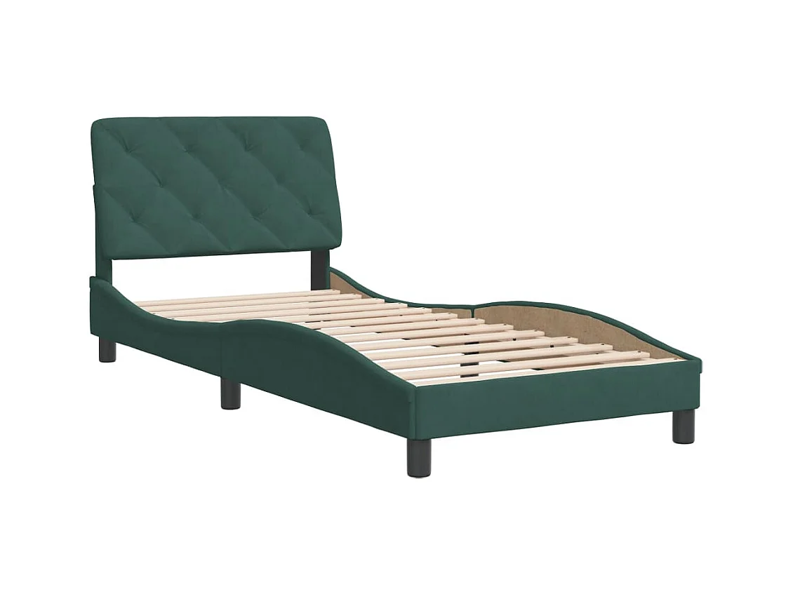 Estructura de cama verde oscuro sin colchón 90x190 cm terciopelo