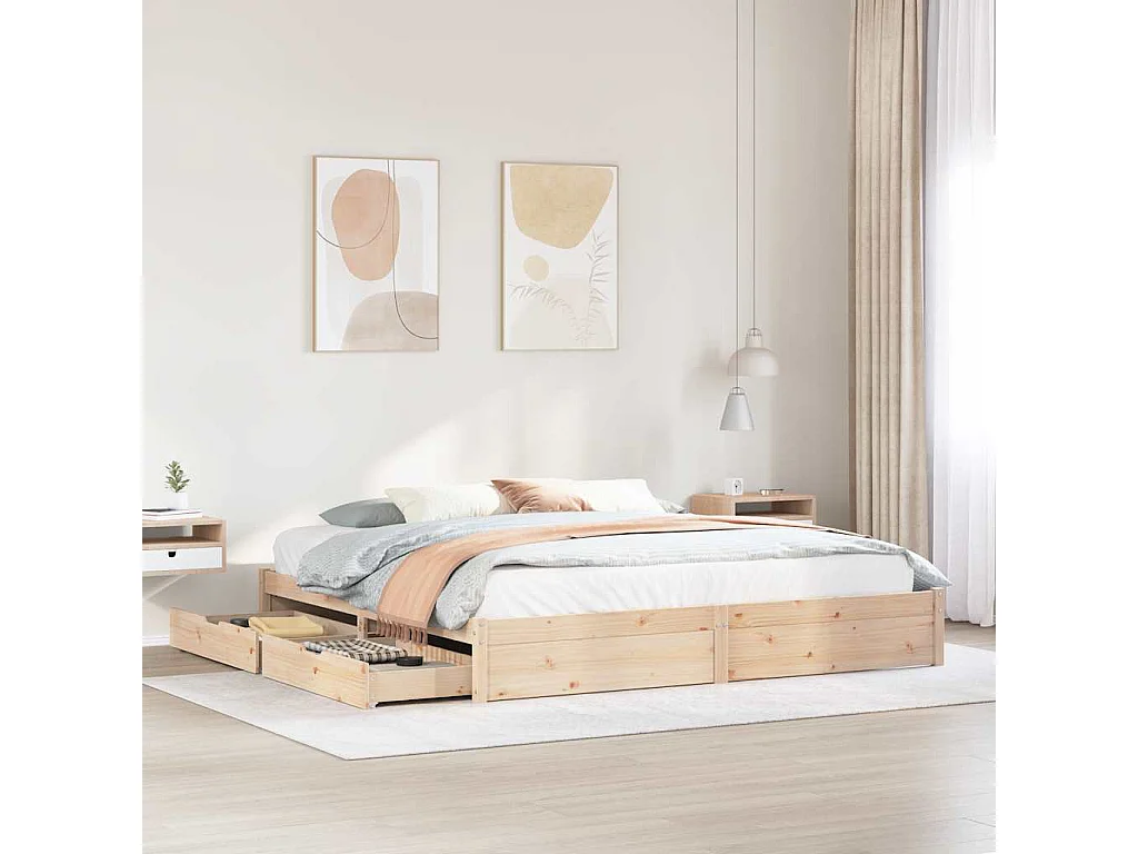 Cadre de lit sans matelas 180x200 cm bois massif de pin