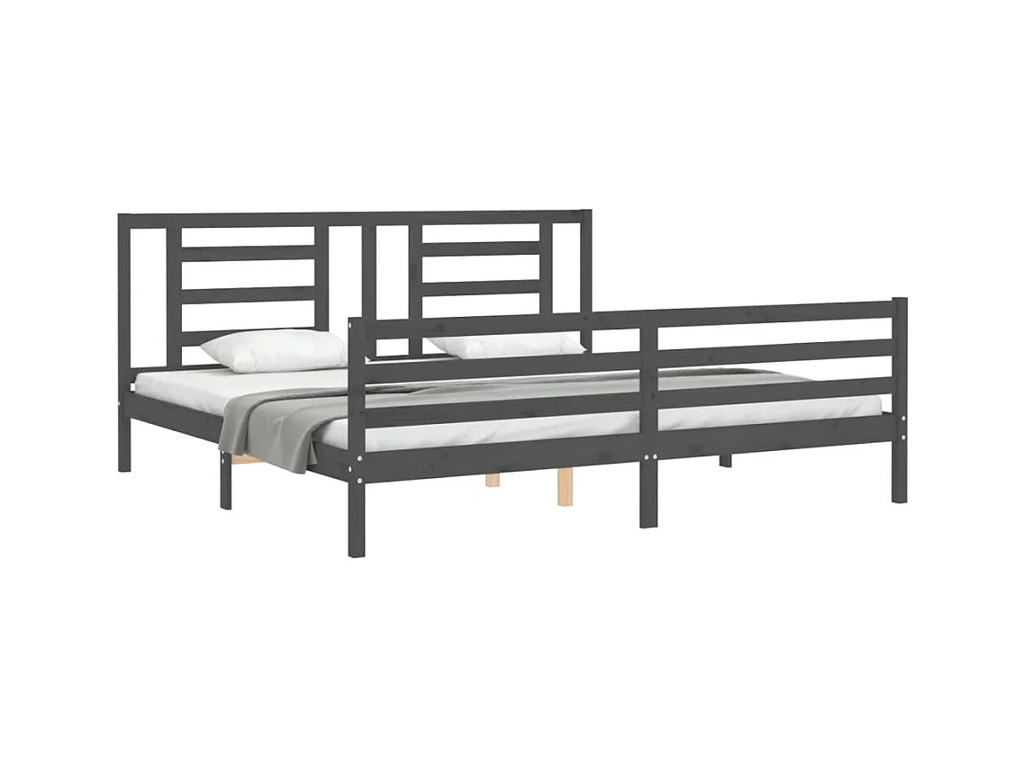 Bedframe zonder matras grijs 200x200 cm massief hout