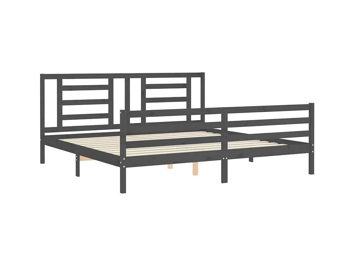Bedframe zonder matras grijs 200x200 cm massief hout