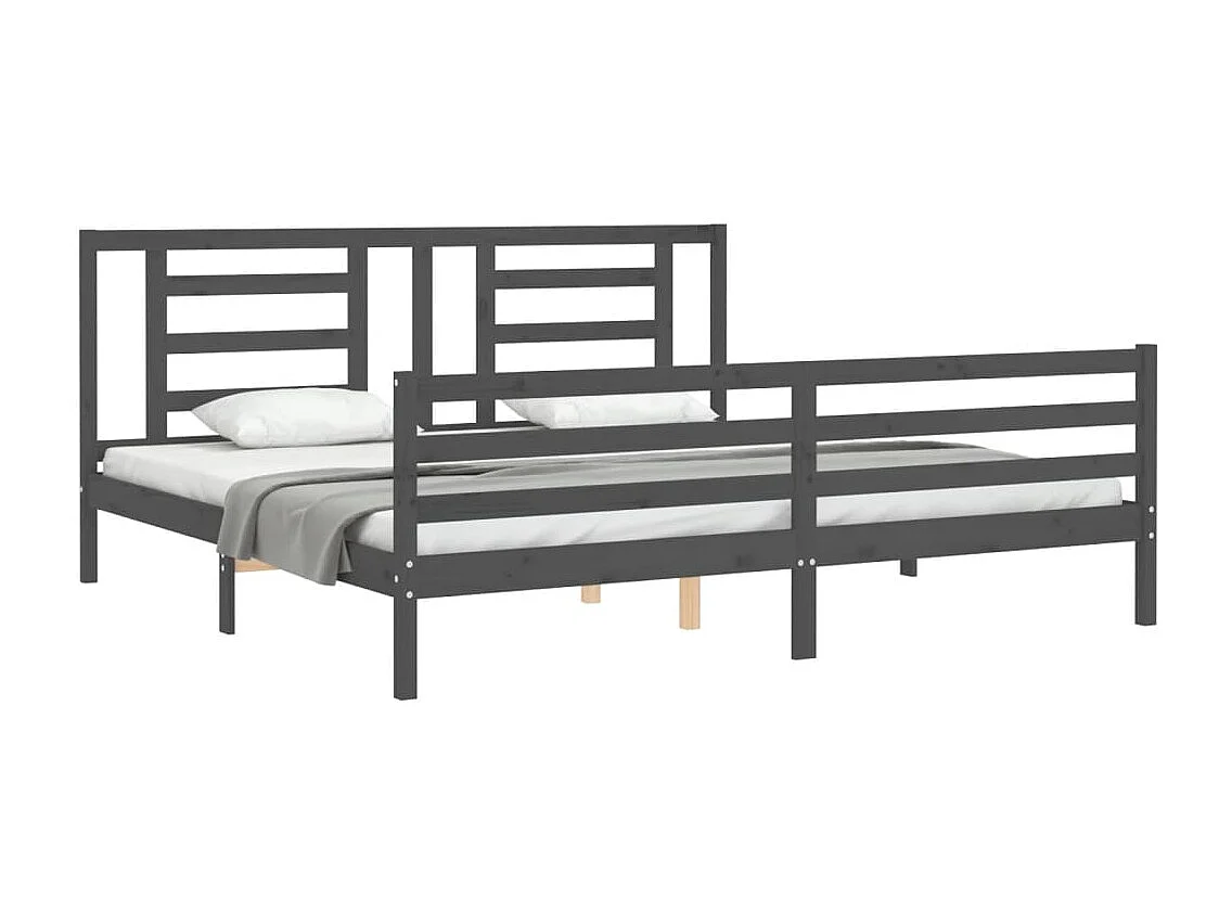 Cadre de lit sans matelas gris 200x200 cm bois massif