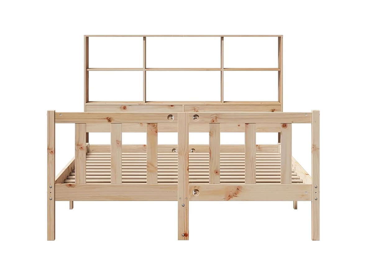 Letto a libreria senza materasso 150x200 cm in legno massello di pino