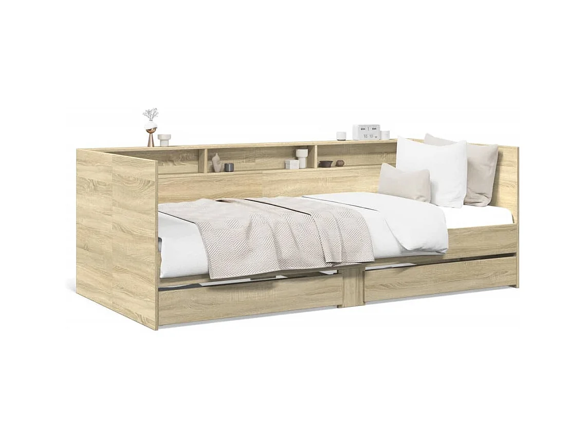 Cama de día con cajones sin colchón roble sonoma 75x190 cm