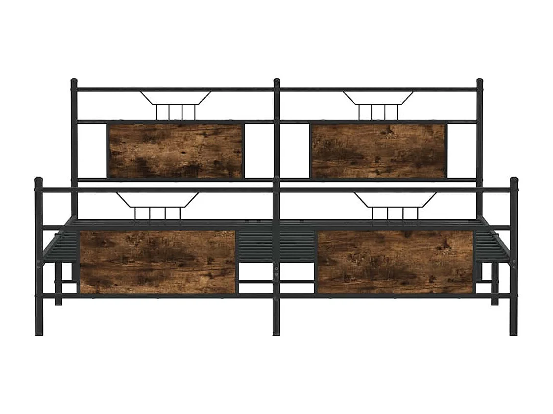 Cadre de lit en métal sans matelas chêne fumé 180x200 cm