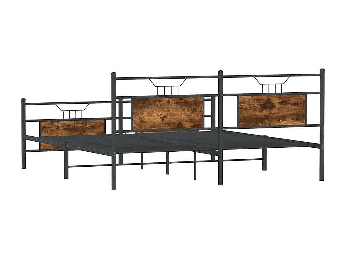 Cadre de lit en métal sans matelas chêne fumé 180x200 cm