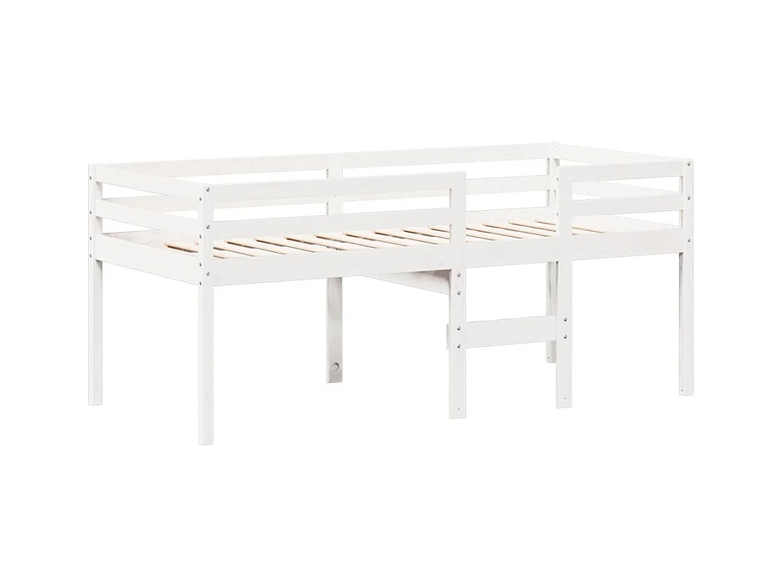 Cama alta sin colchón blanca 80x200 cm madera maciza de pino