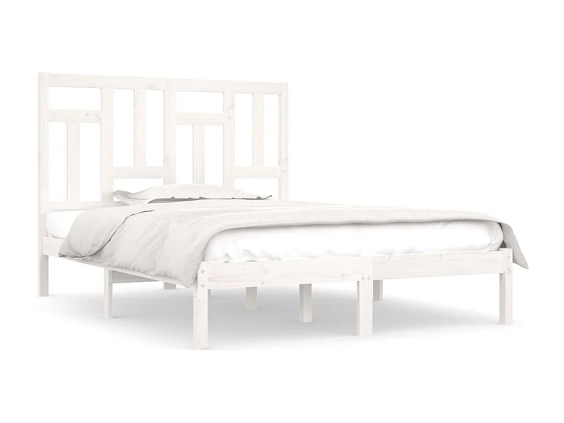 Cadre de lit sans matelas blanc 200x200 cm bois massif de pin
