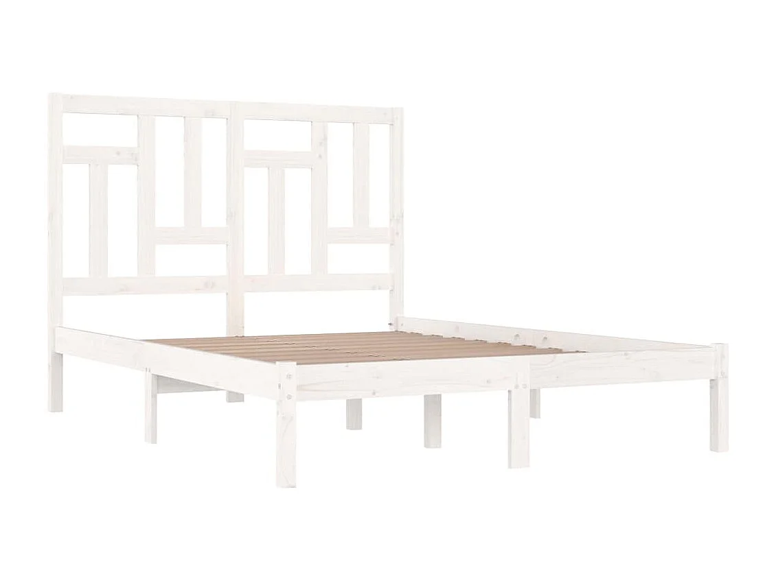 Cadre de lit sans matelas blanc 200x200 cm bois massif de pin