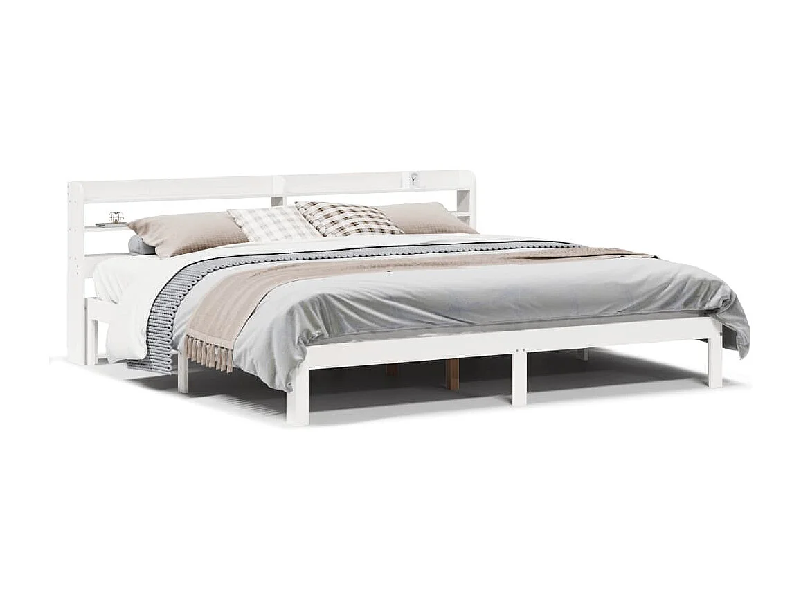 Struttura letto con testiera senza materasso bianco 200x200 cm