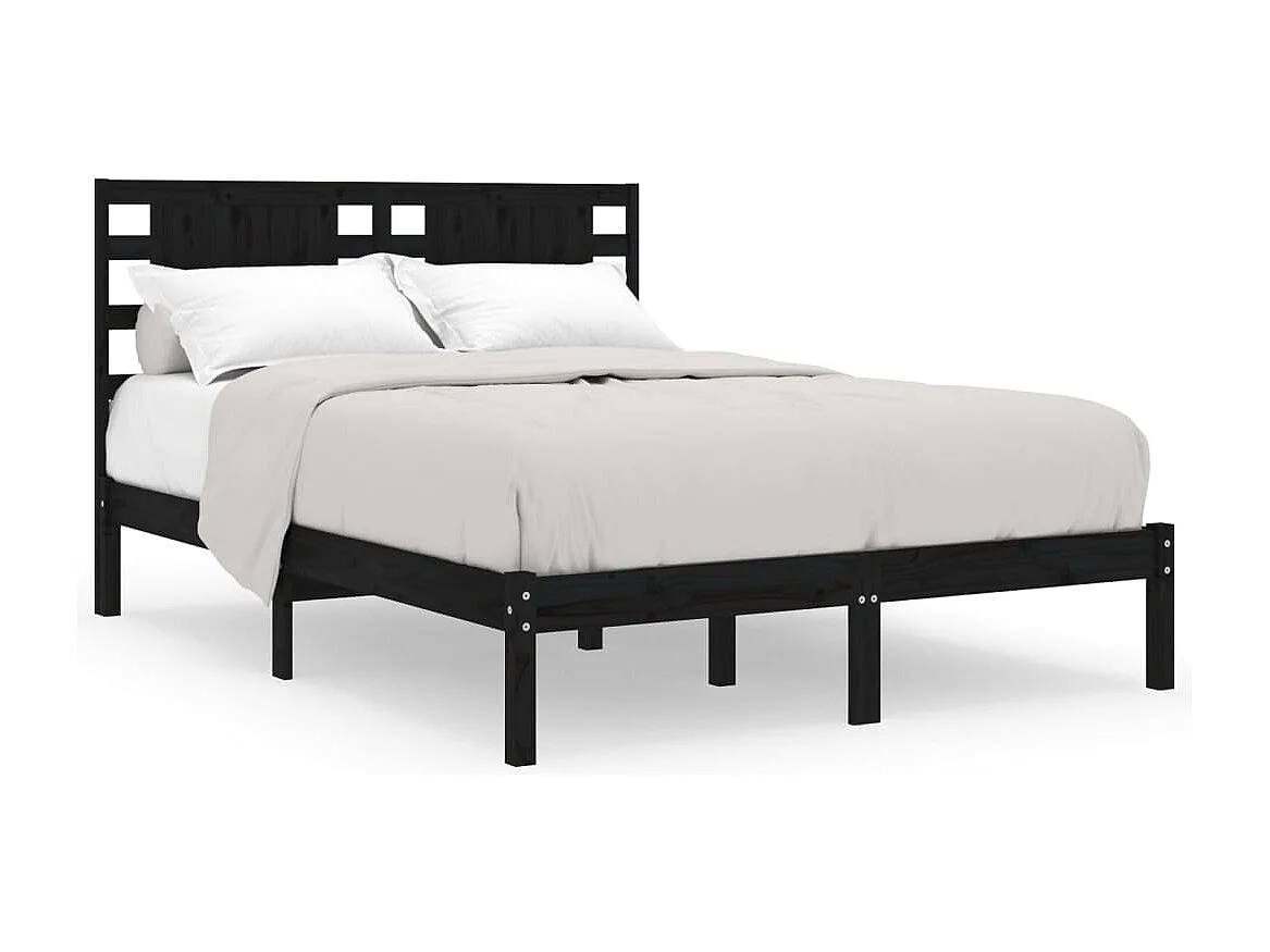 Cadre de lit sans matelas noir 200x200 cm bois massif de pin