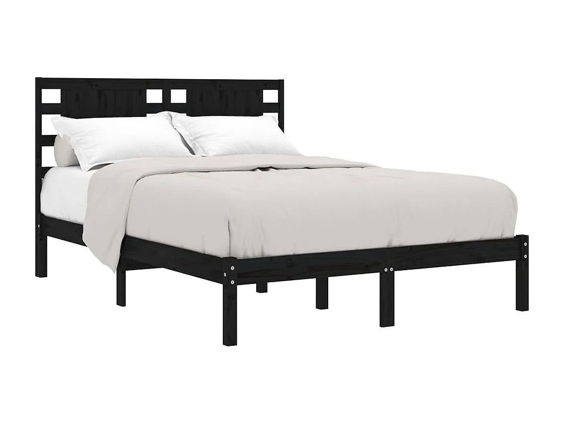 Cadre de lit sans matelas noir 200x200 cm bois massif de pin