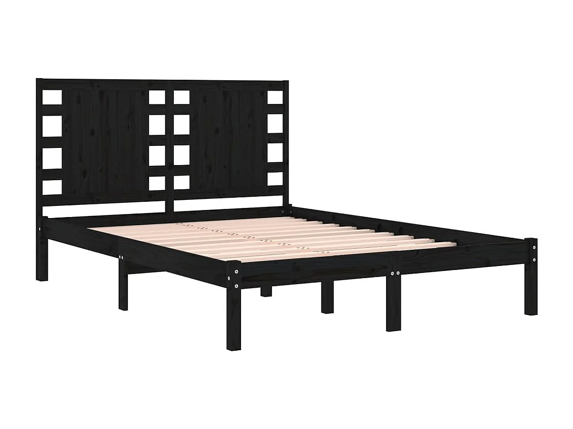 Cadre de lit sans matelas noir 200x200 cm bois massif de pin