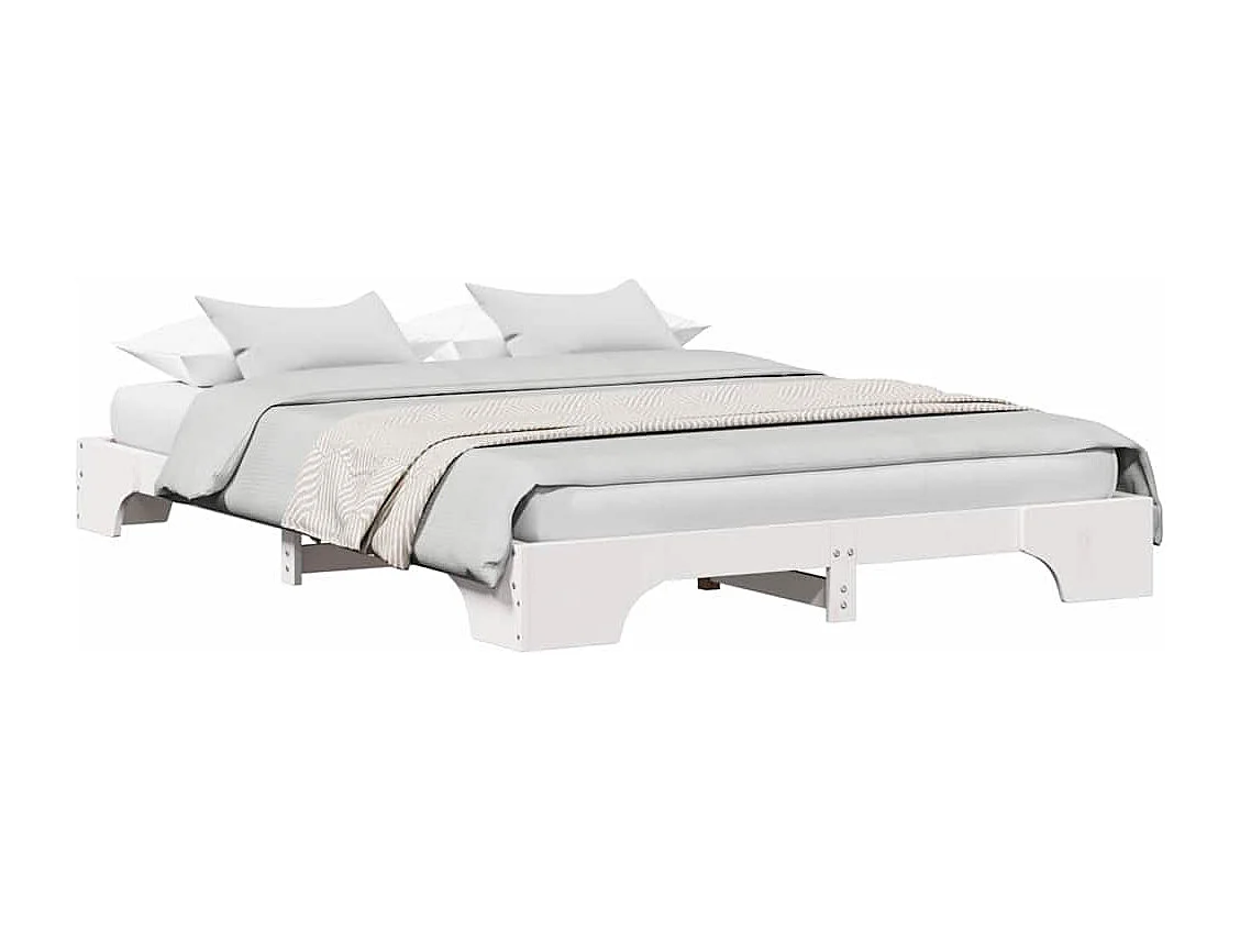 Cadre de lit Blanc 140 x 200 cm Bois massif en pin