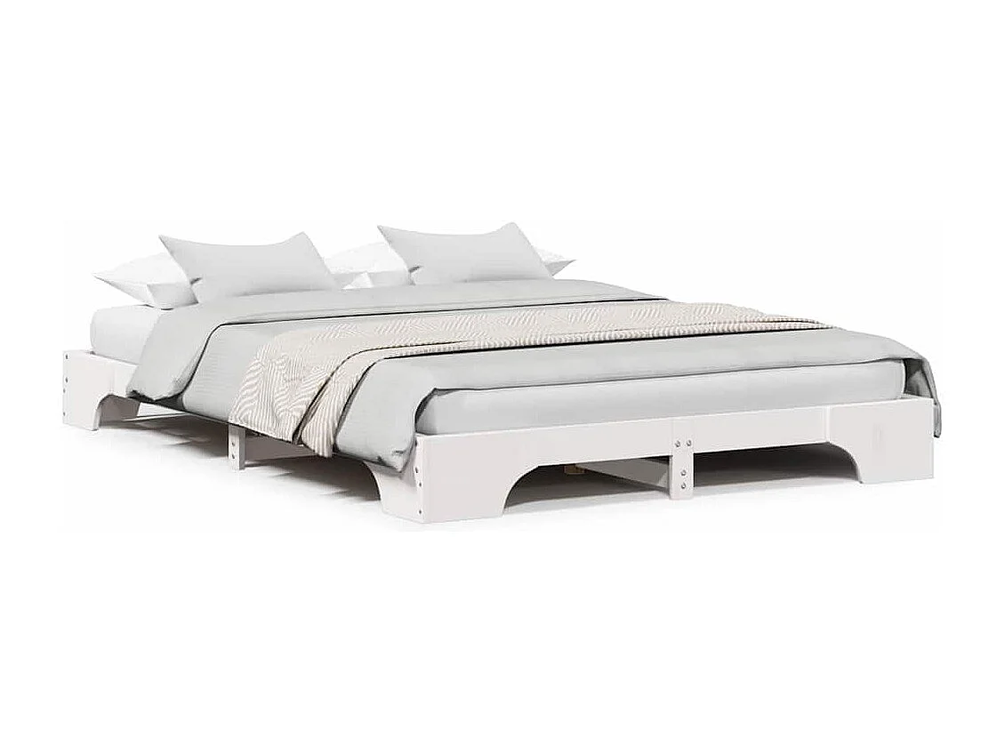 Cadre de lit Blanc 140 x 200 cm Bois massif en pin