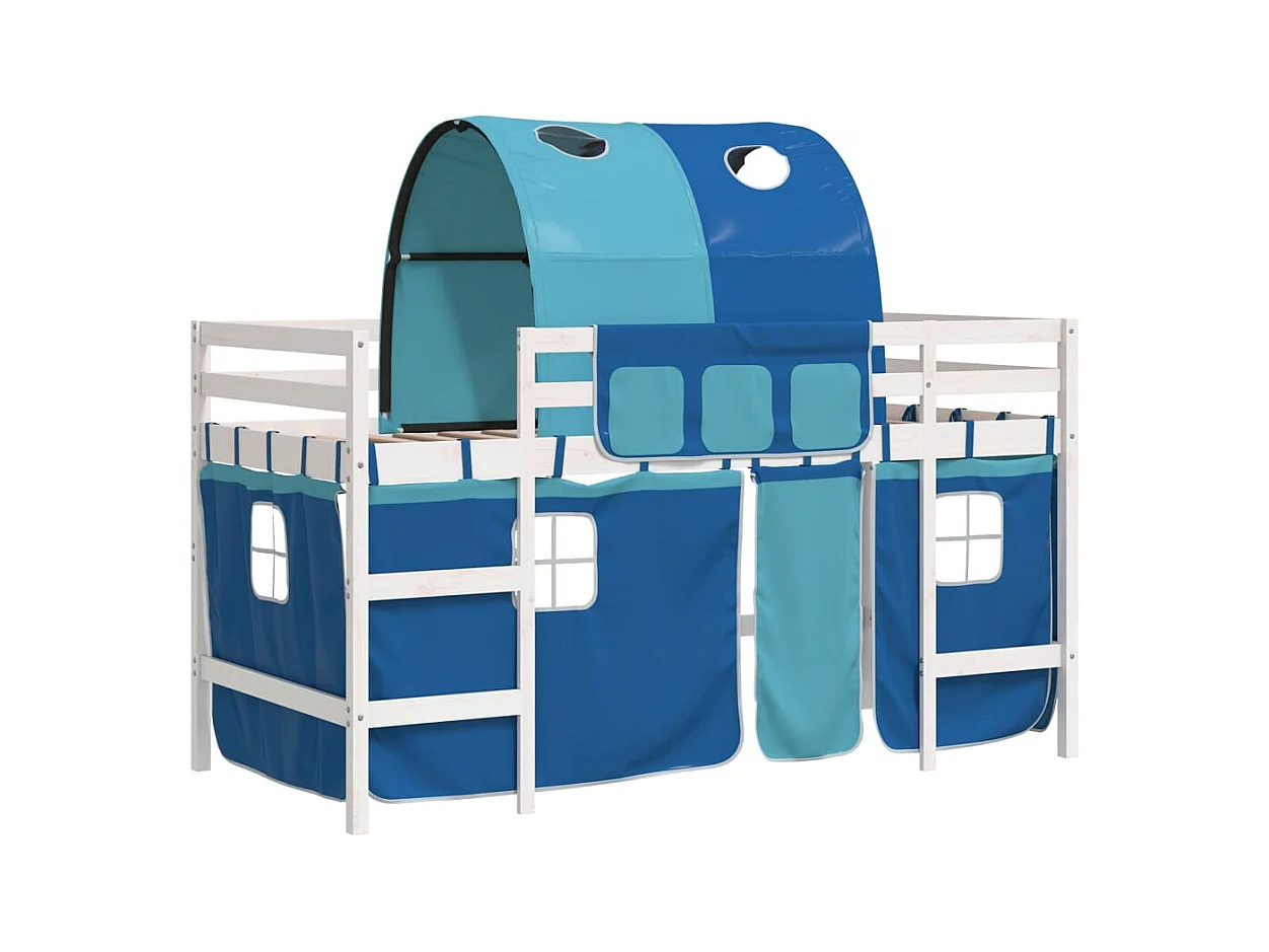 Kinderhoogslaper met tunnel zonder matras blauw 90x190 cm