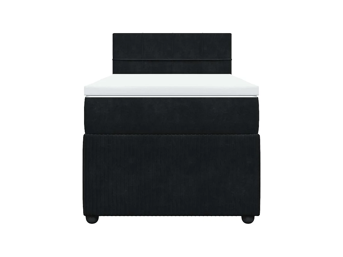 Lattenbodem met matras Zwart 90x200 cm Fluweel