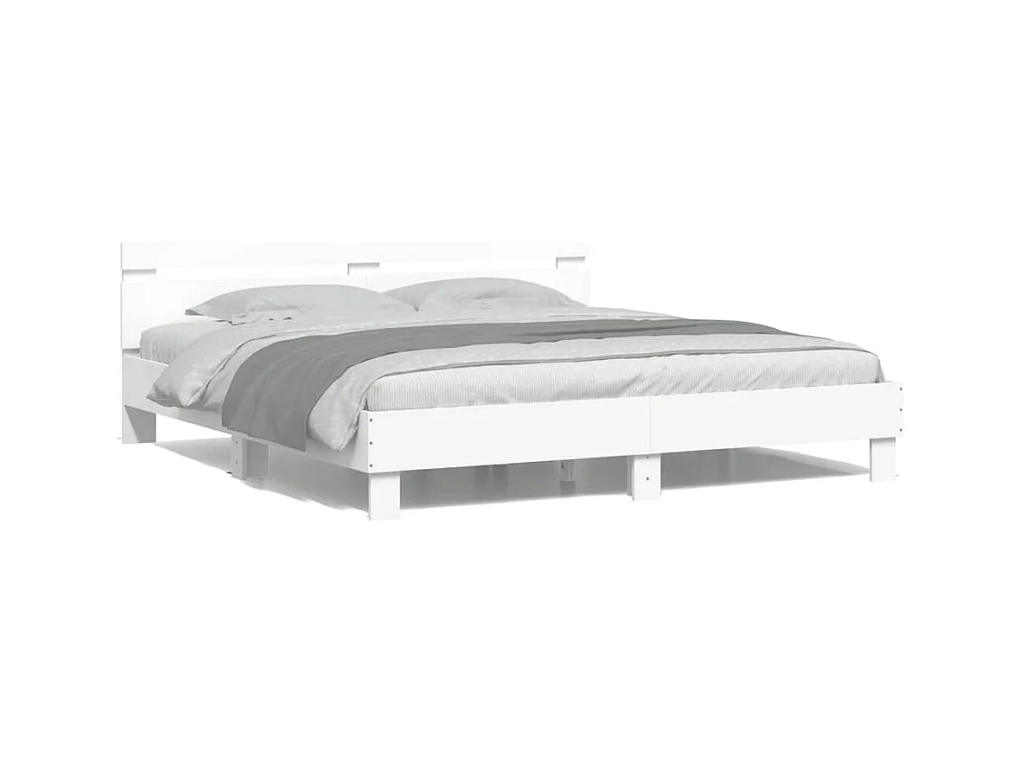 Bedframe met LED zonder matras wit 160x200 cm