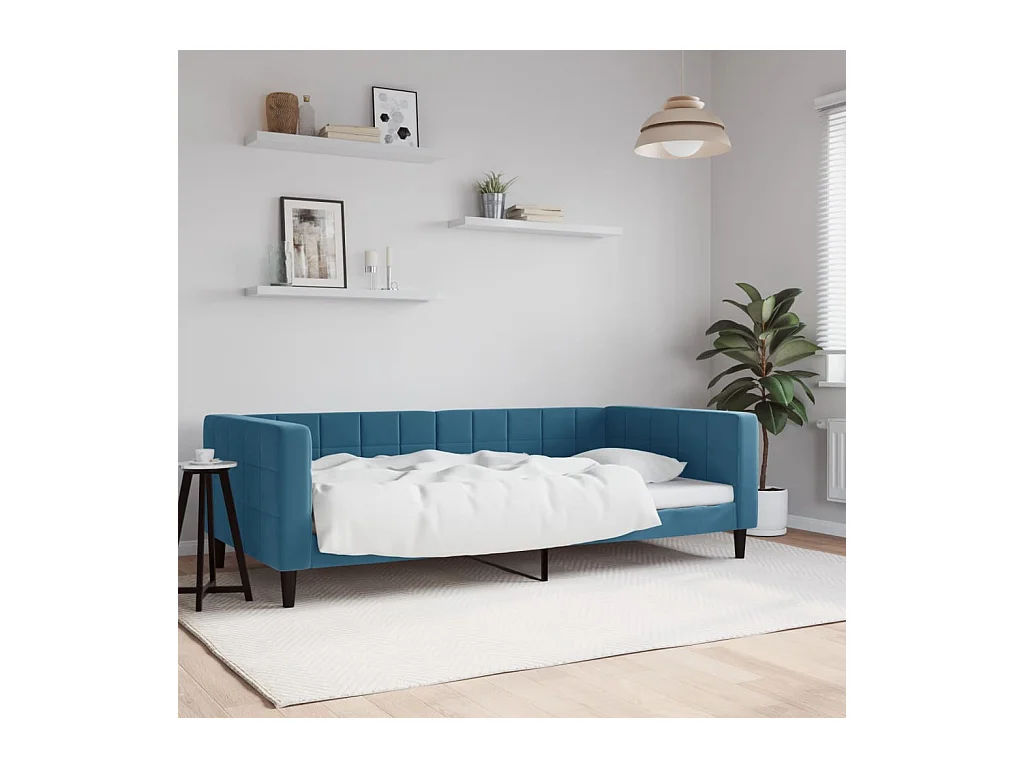 Lit de repos sans matelas bleu 100x200 cm velours
