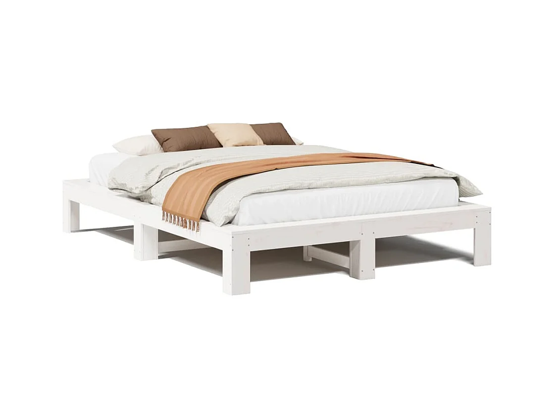 Bettgestell ohne Matratze weiß 150x200 cm Kiefer Massivholz