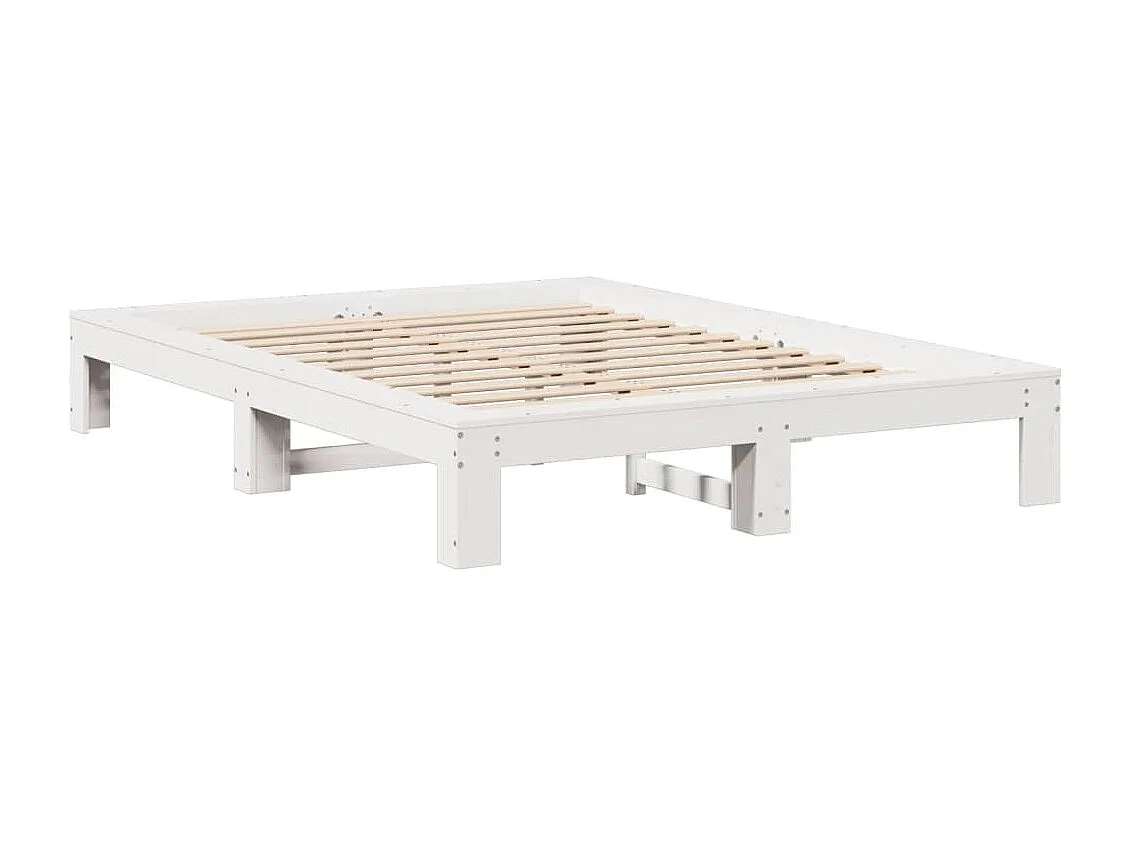 Struttura letto senza materasso bianco 150x200 cm in legno massello di pino
