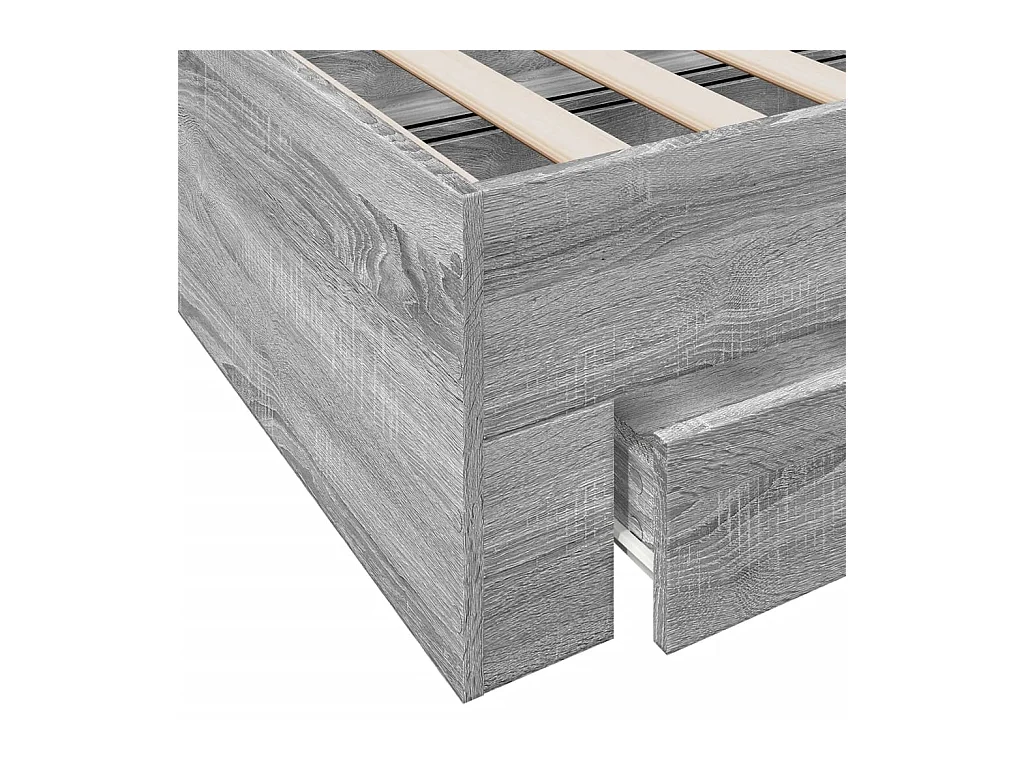 Struttura letto con cassetti senza materasso Sonoma grigio 140x200 cm