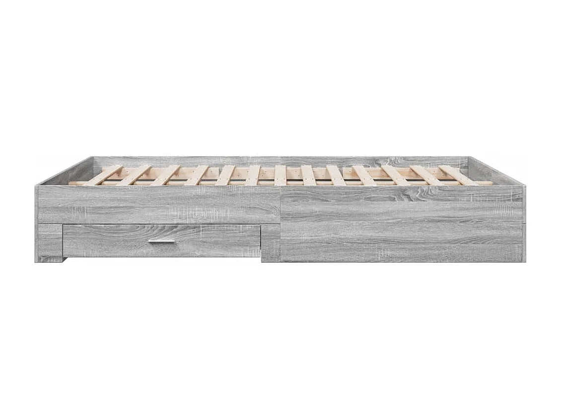 Struttura letto con cassetti senza materasso Sonoma grigio 140x200 cm