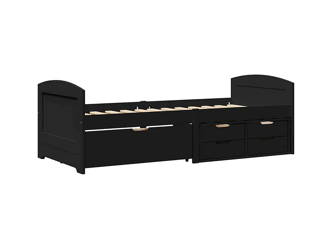 Dagbed met 5 lades zonder matras IRUN zwart 90x200 cm