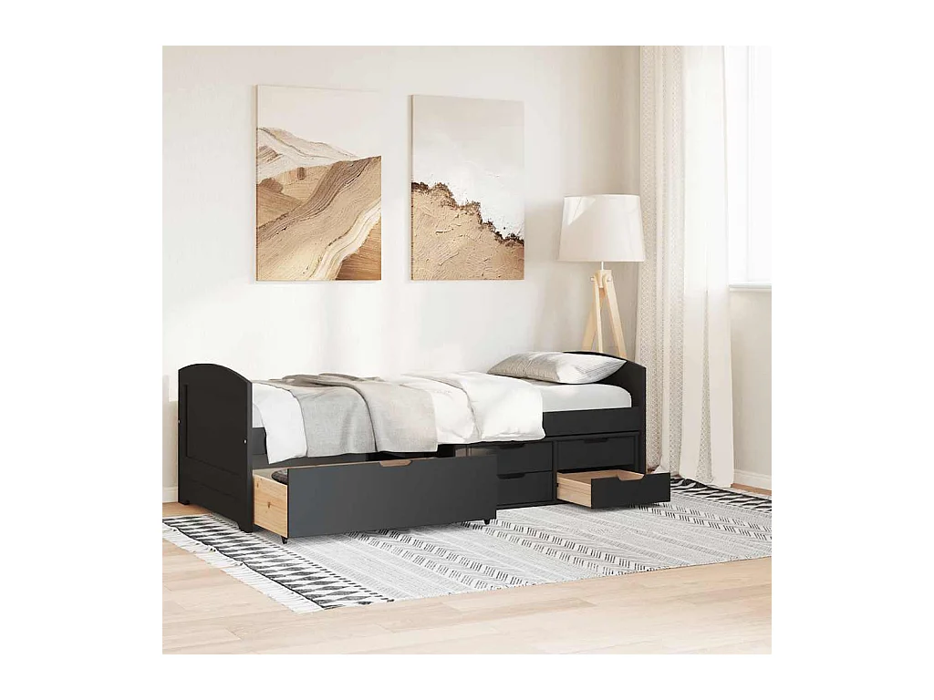 Dagbed met 5 lades zonder matras IRUN zwart 90x200 cm