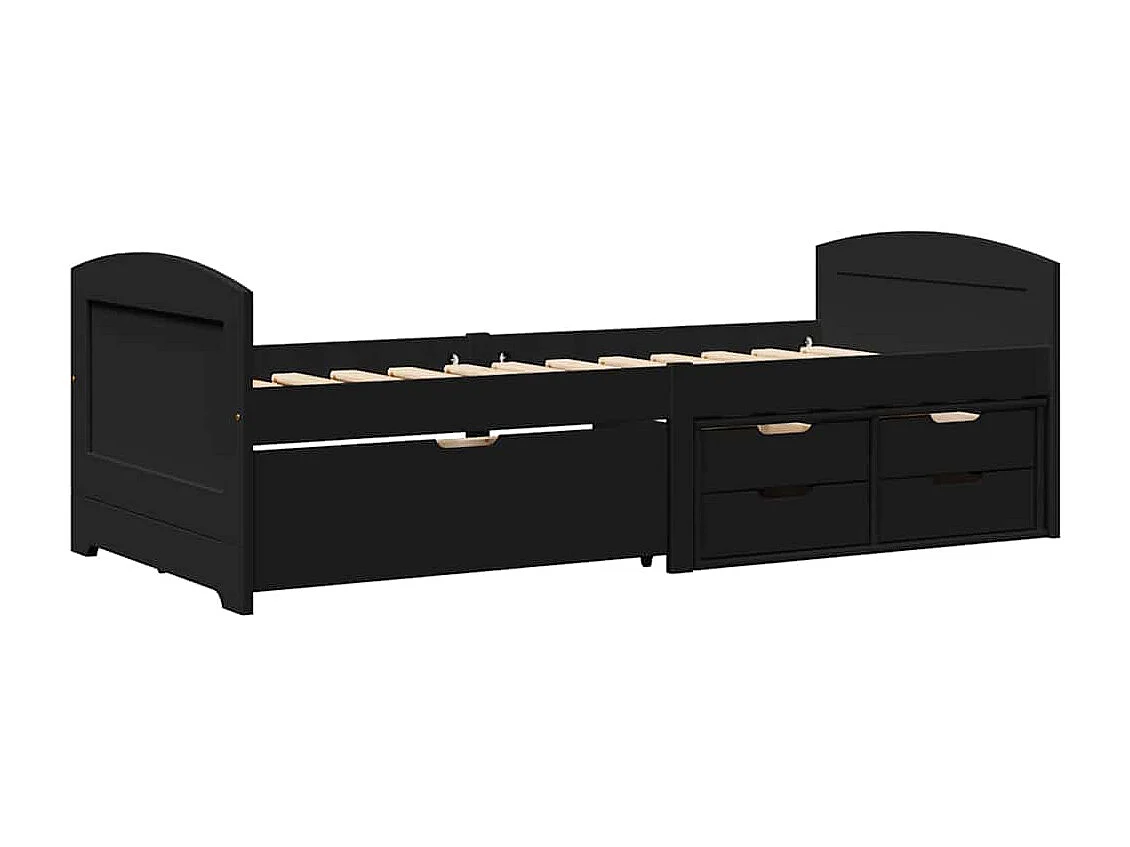 Lit de jour avec 5 tiroirs sans matelas IRUN noir 90x200 cm
