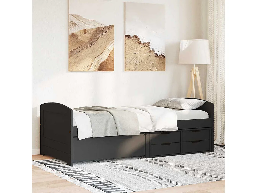 Lit de jour avec 5 tiroirs sans matelas IRUN noir 90x200 cm