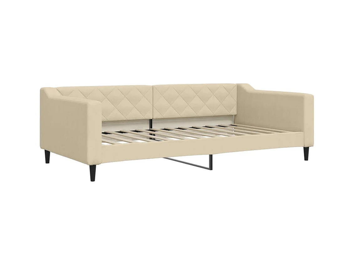Lit de jour avec matelas crème 100x200 cm tissu