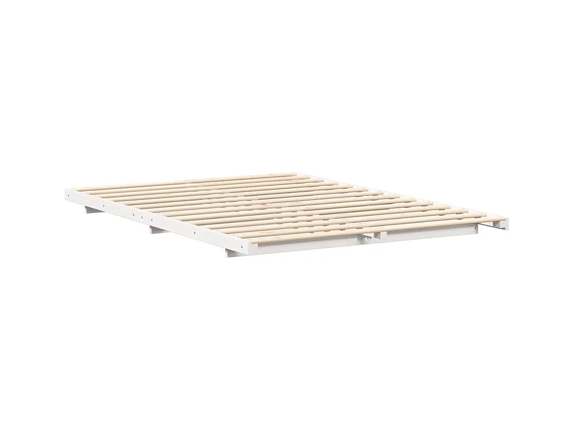 Verhoogd bedframe Wit 160 x 220 cm Massief grenenhout