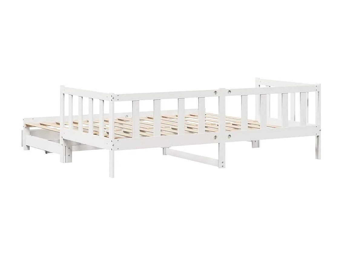 Cama de día con nido y cajones sin colchón blanco 90x200cm